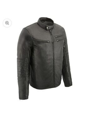 NWT MILWAUKEE LEATHER SFM1806 MEN'S BLACK EURO COLLAR CAFE STYLE LEATHER JACKET